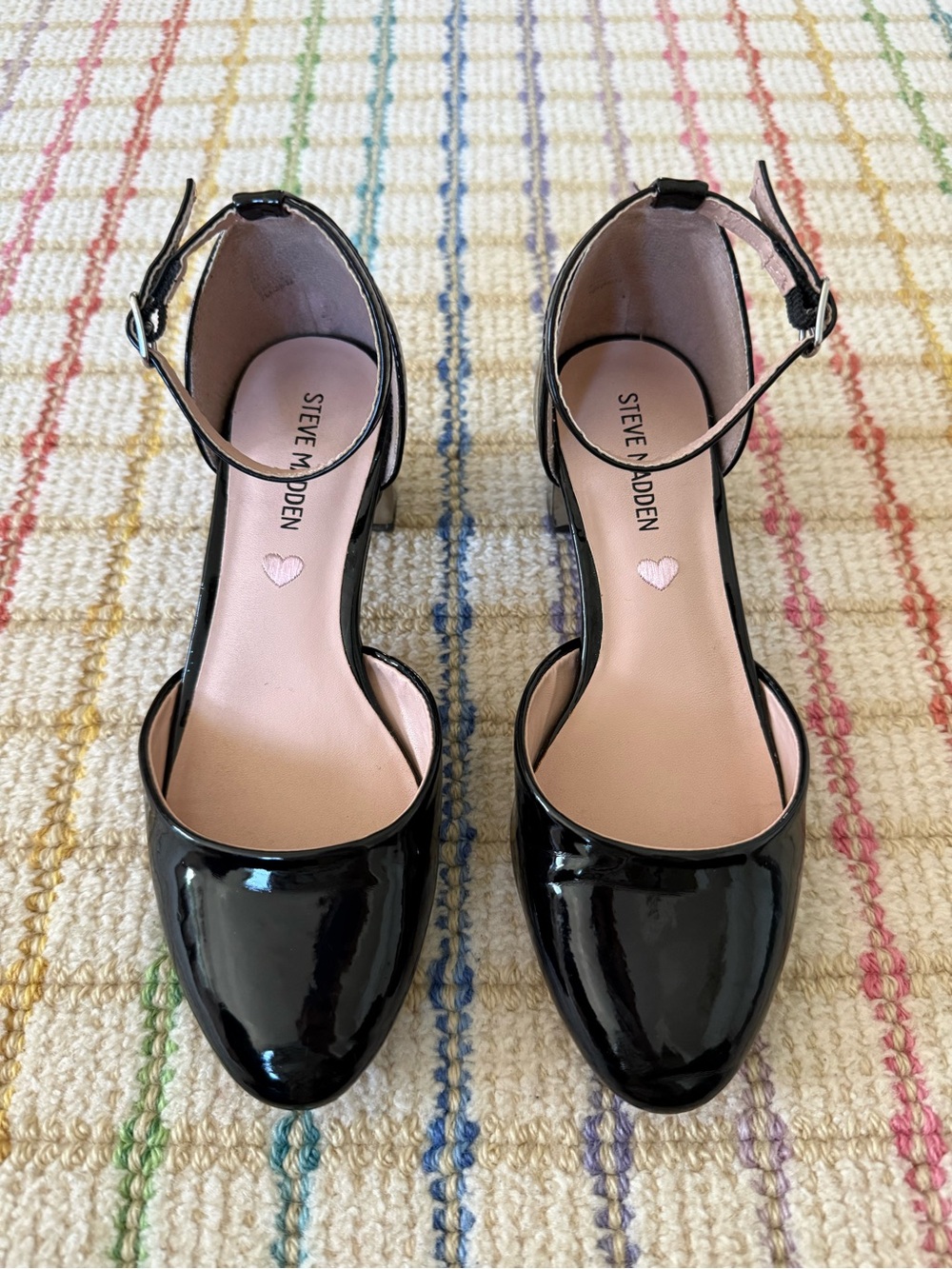 Girls’ Steve Madden Black Patent Ankle-Strap Pump Dress Shoes - Size 2